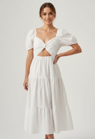 The Fated Midi Dress - White