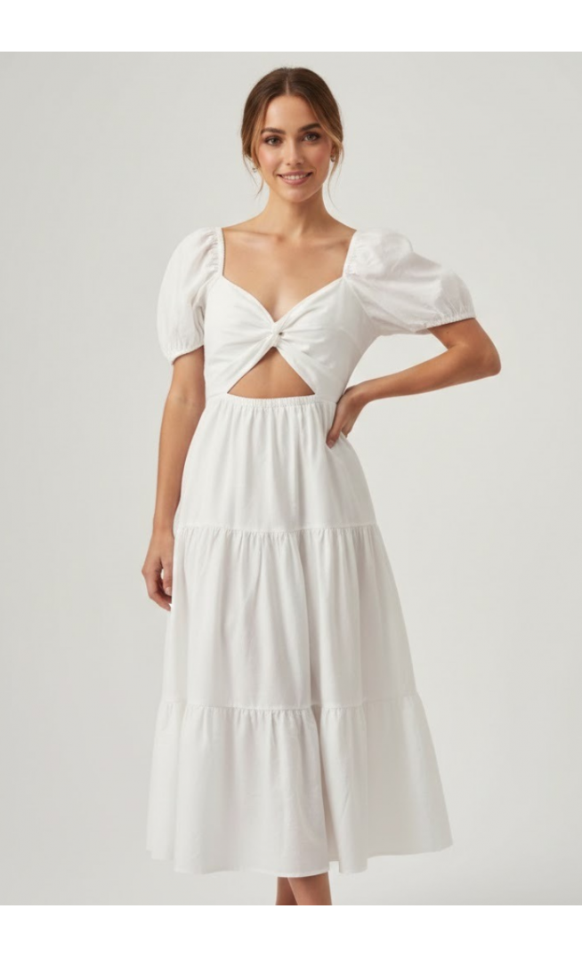 The Fated Midi Dress - White