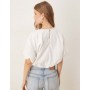 Vila puffball Cropped Woven Top in White