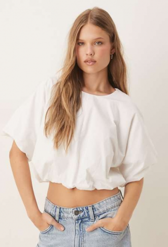 Vila puffball Cropped Woven...