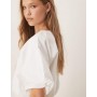 Vila puffball Cropped Woven Top in White