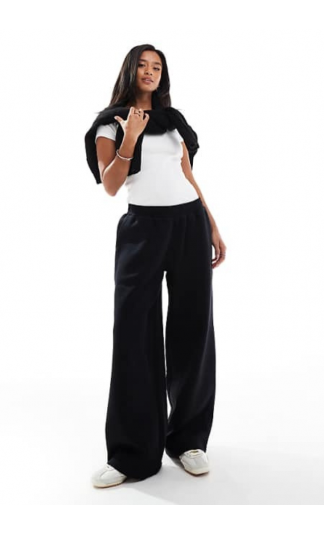 ASOS DESIGN Petite Wide Leg Jogger in Black