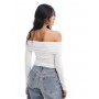 ASOS DESIGN slinky bardot long sleeve top