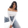 ASOS DESIGN slinky bardot long sleeve top