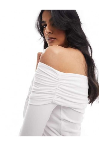 ASOS DESIGN slinky bardot long sleeve top