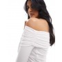ASOS DESIGN slinky bardot long sleeve top
