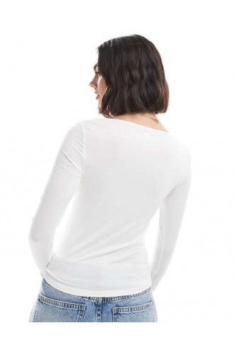 Monki long sleeve boat neck top