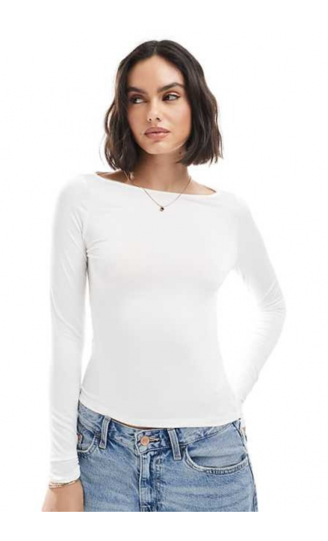 Monki long sleeve boat neck top