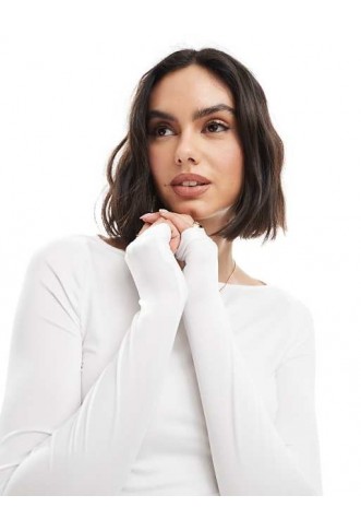 Monki long sleeve boat neck top