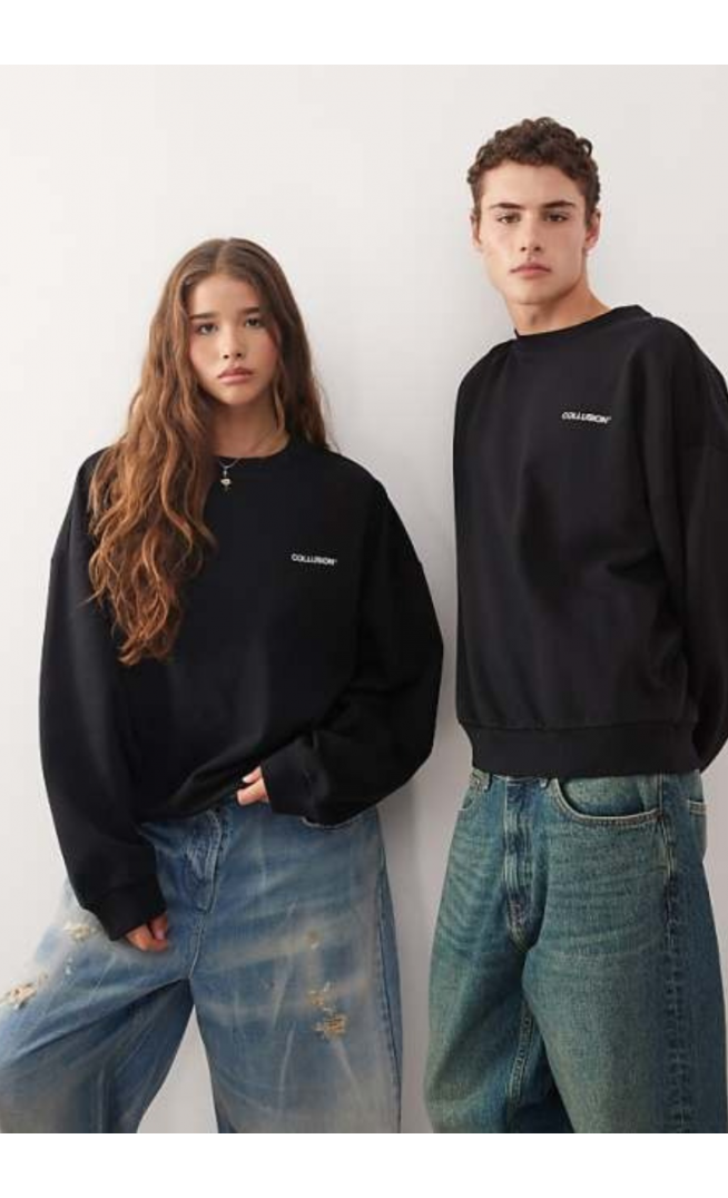 COLLUSION Unisex boxy sweatshirt in black
