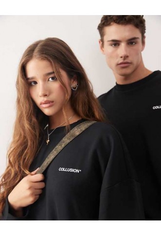 COLLUSION Unisex boxy sweatshirt in black