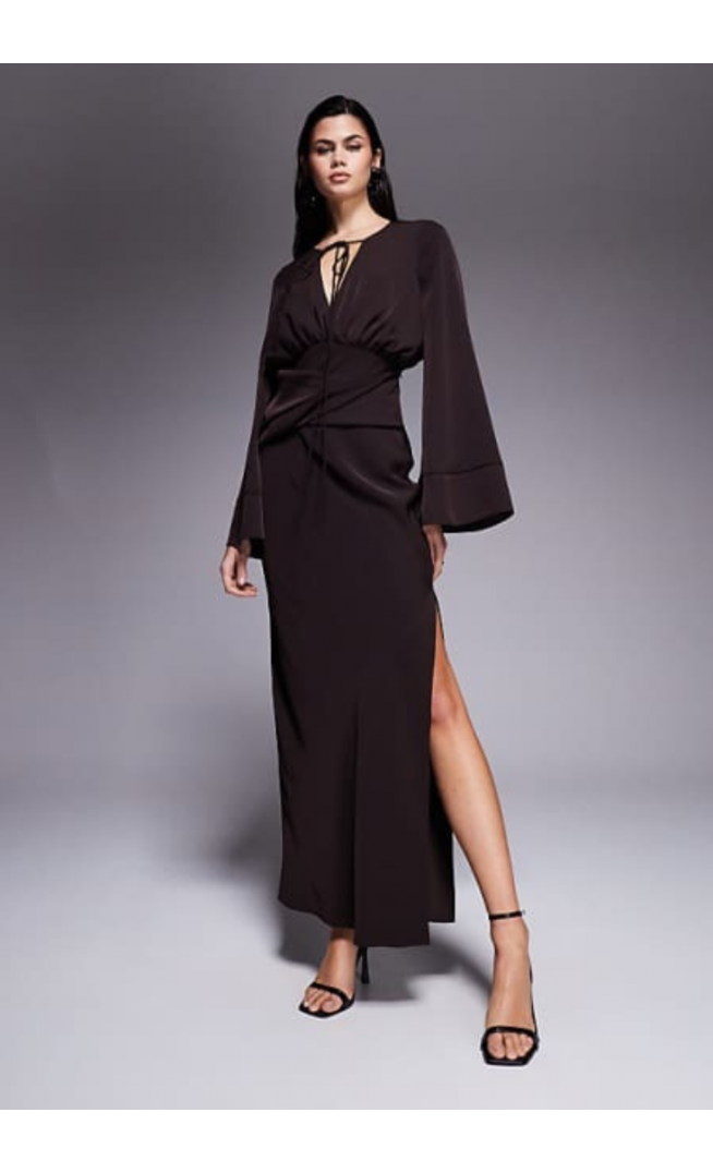 ASOS DESIGN cross neck blouson bodice maxi dress