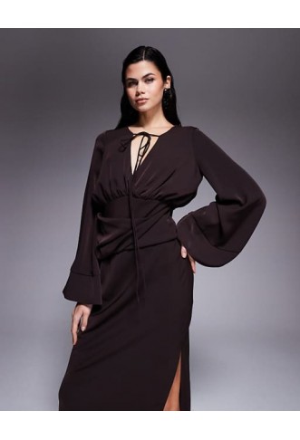 ASOS DESIGN cross neck blouson bodice maxi dress