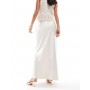 4th & Reckless satin column maxi skirt in cream