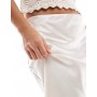 4th & Reckless satin column maxi skirt in cream