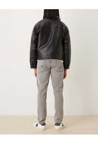 ASOS DESIGN tapered jeans in washed grey