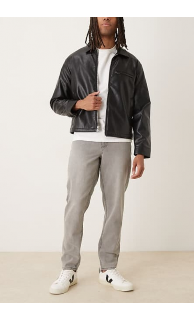 ASOS DESIGN tapered jeans in washed grey