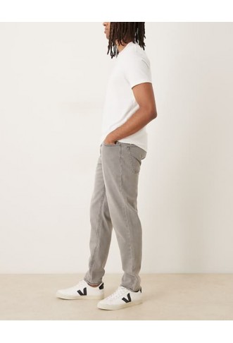 ASOS DESIGN tapered jeans in washed grey
