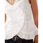COLLUSION frill front blouse in white