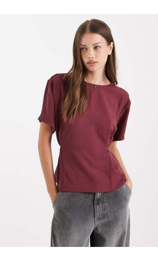 ASOS DESIGN tie back cinch detail woven tee