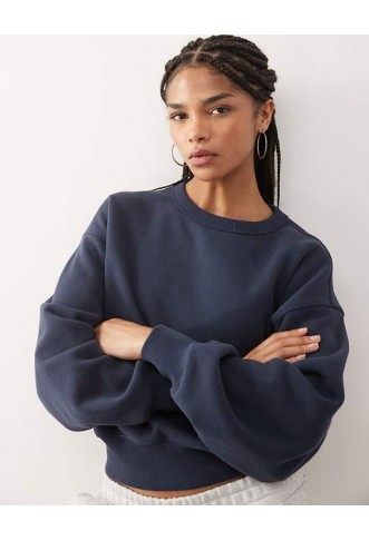 Weekday oversized boxy fit sweatshirt in navy
