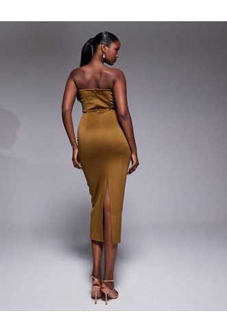 ASOS DESIGN  midi dress with ruffle bodice detail in olive