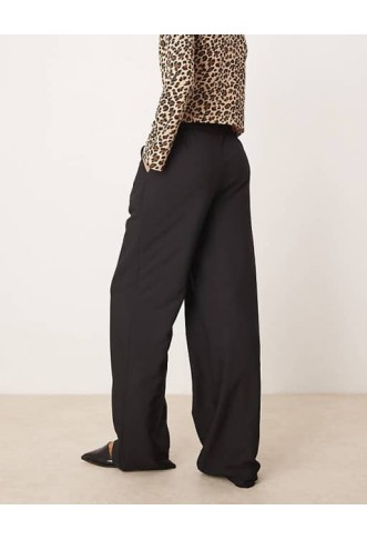 ASOS DESIGN relaxed straight leg trousers in black
