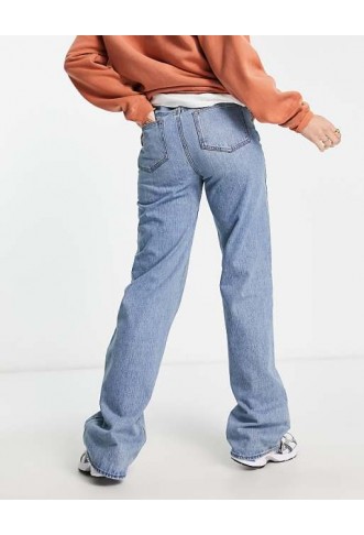 ASOS DESIGN Tall wide leg dad jeans in mid blue
