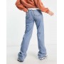 ASOS DESIGN Tall wide leg dad jeans in mid blue