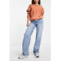 ASOS DESIGN Tall wide leg dad jeans in mid blue