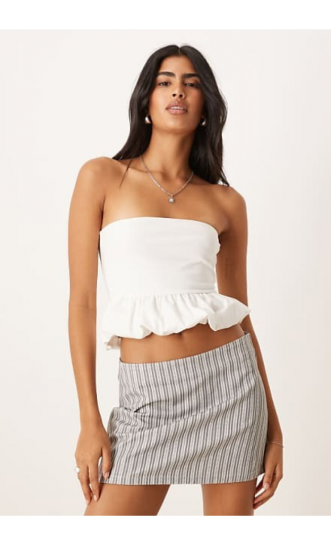 ASOS DESIGN cotton ruched bandeau top