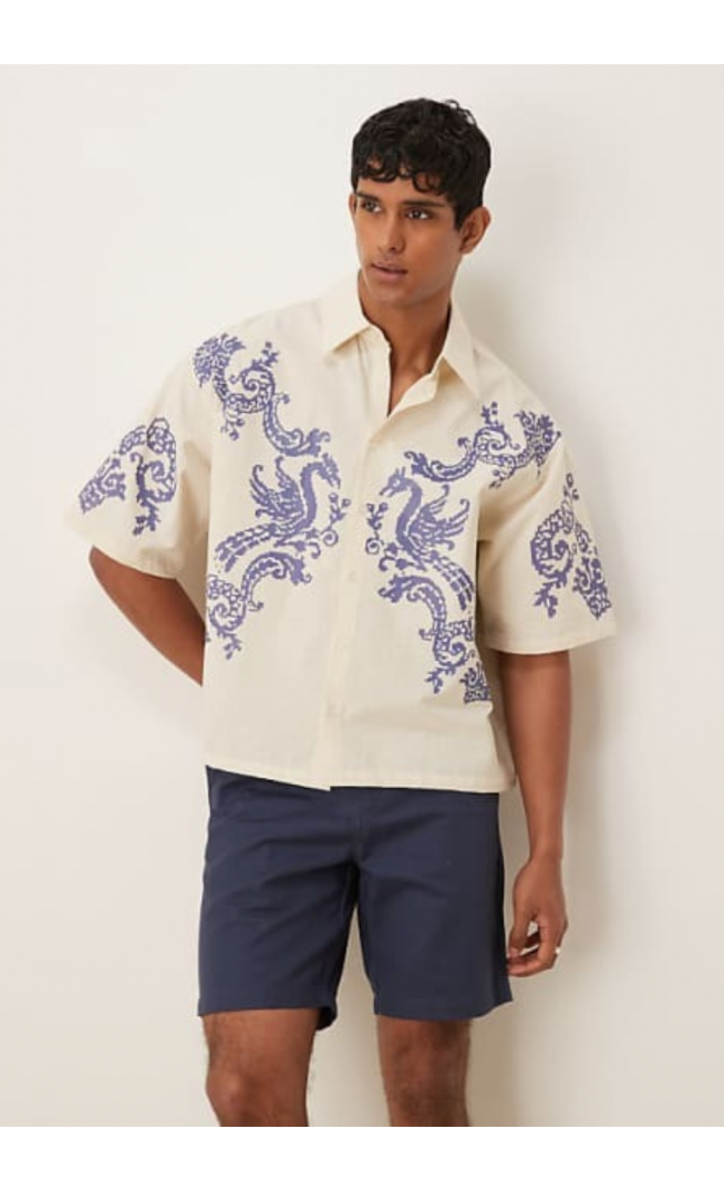 ASOS DESIGN oversized boxy shirt with print