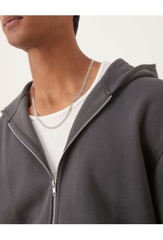 ASOS DESIGN  relaxed fit zip through hoodie in grey