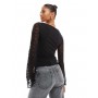 ASOS DESIGN angel sleeve seam detail lace top
