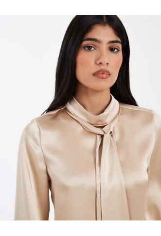 ASOS DESIGN satin scarf balloon sleeve blouse