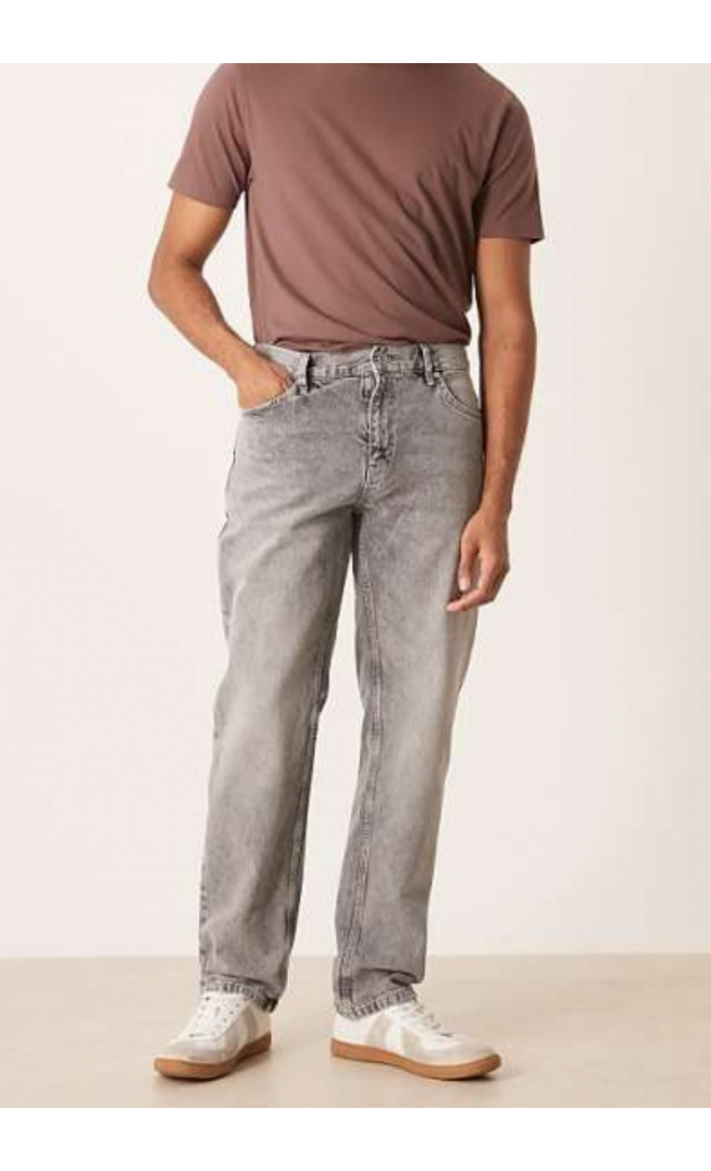 ASOS DESIGN straight leg jeans in heavy grey wash