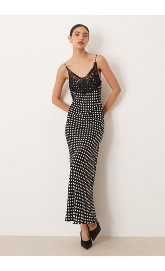 ASOS DESIGN lace bodice cami satin maxi dress