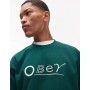 Obey headline sweatshirt in dark green