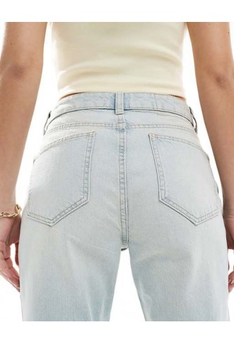 ASOS DESIGN 90s straight jeans in pale wash with rips