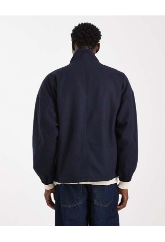 ASOS DESIGN wool look track jacket in navy