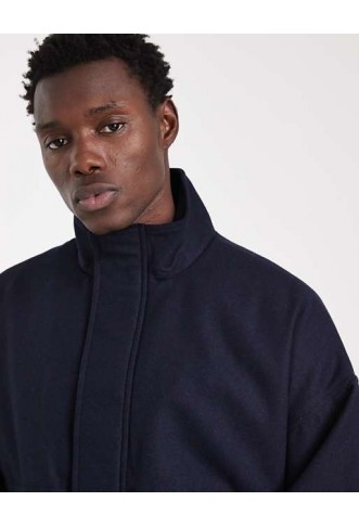 ASOS DESIGN wool look track jacket in navy