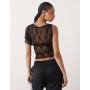 COLLUSION lace flutter one shoulder top in black