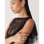COLLUSION lace flutter one shoulder top in black