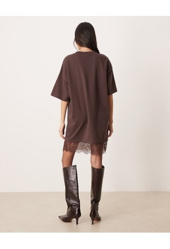 ASOS DESIGN oversized mini dress with lace