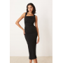 ASOS DESIGN square neck midi dress in black