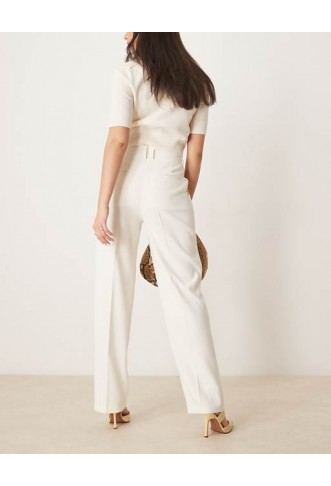 ASOS DESIGN straight leg trousers with gold button