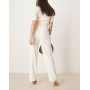ASOS DESIGN straight leg trousers with gold button