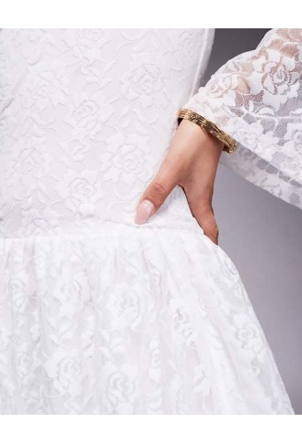 ASOS DESIGN lace flute sleeve mini dress