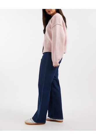 ONLY Becky high waist front seam jeans in dark blue denim