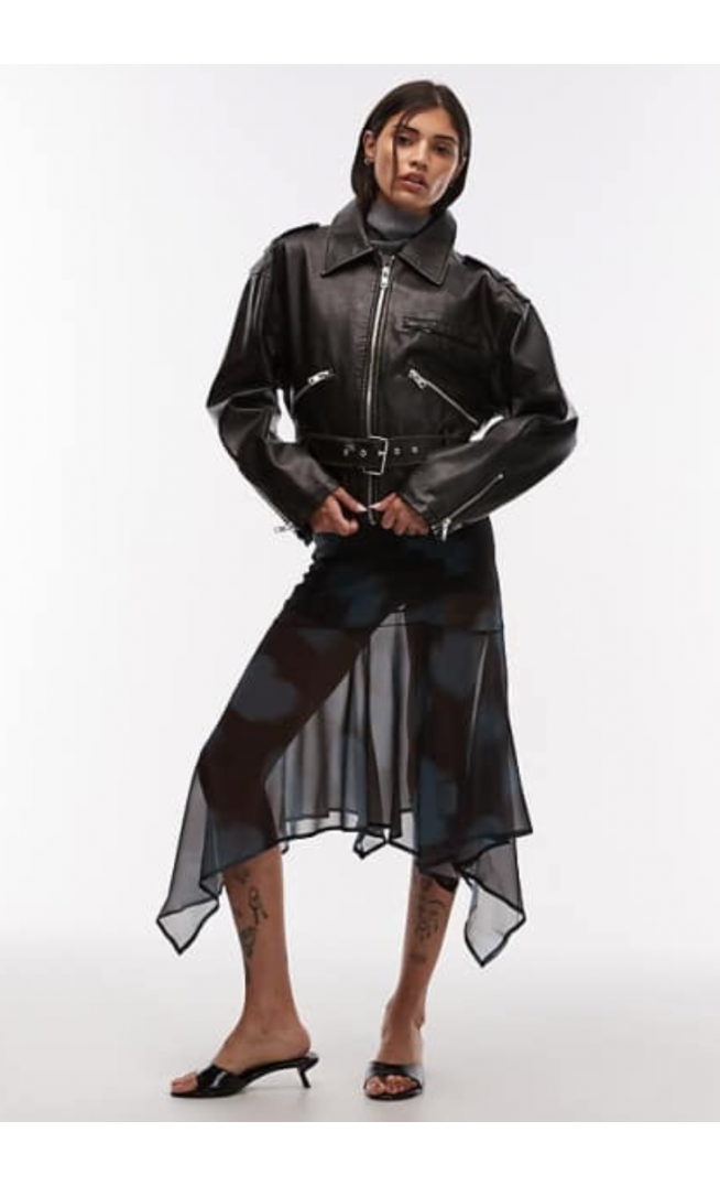 ASOS DESIGN dropped waist midi skirt